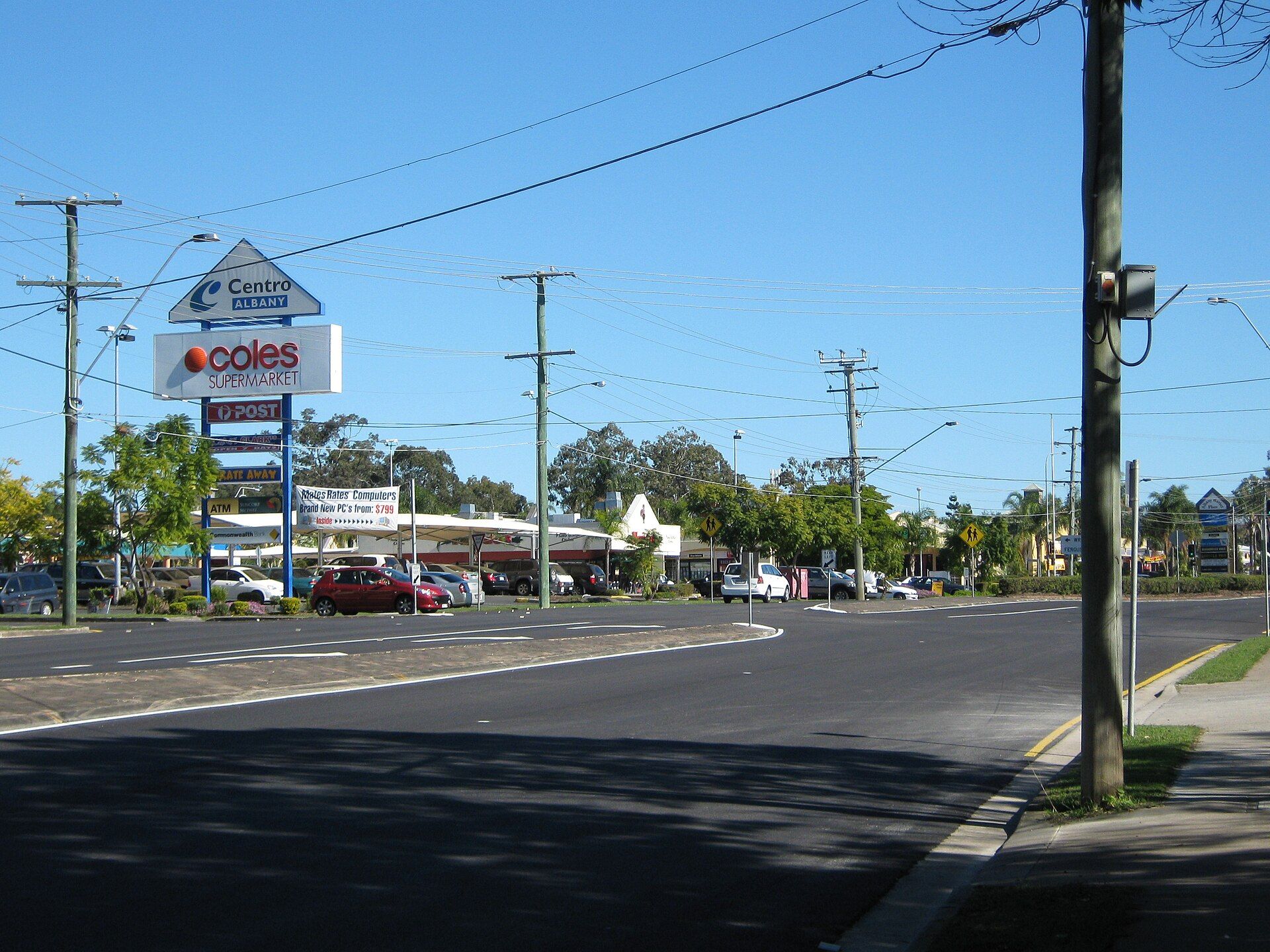 Albany Creek Road and the local shops in Albany Creek