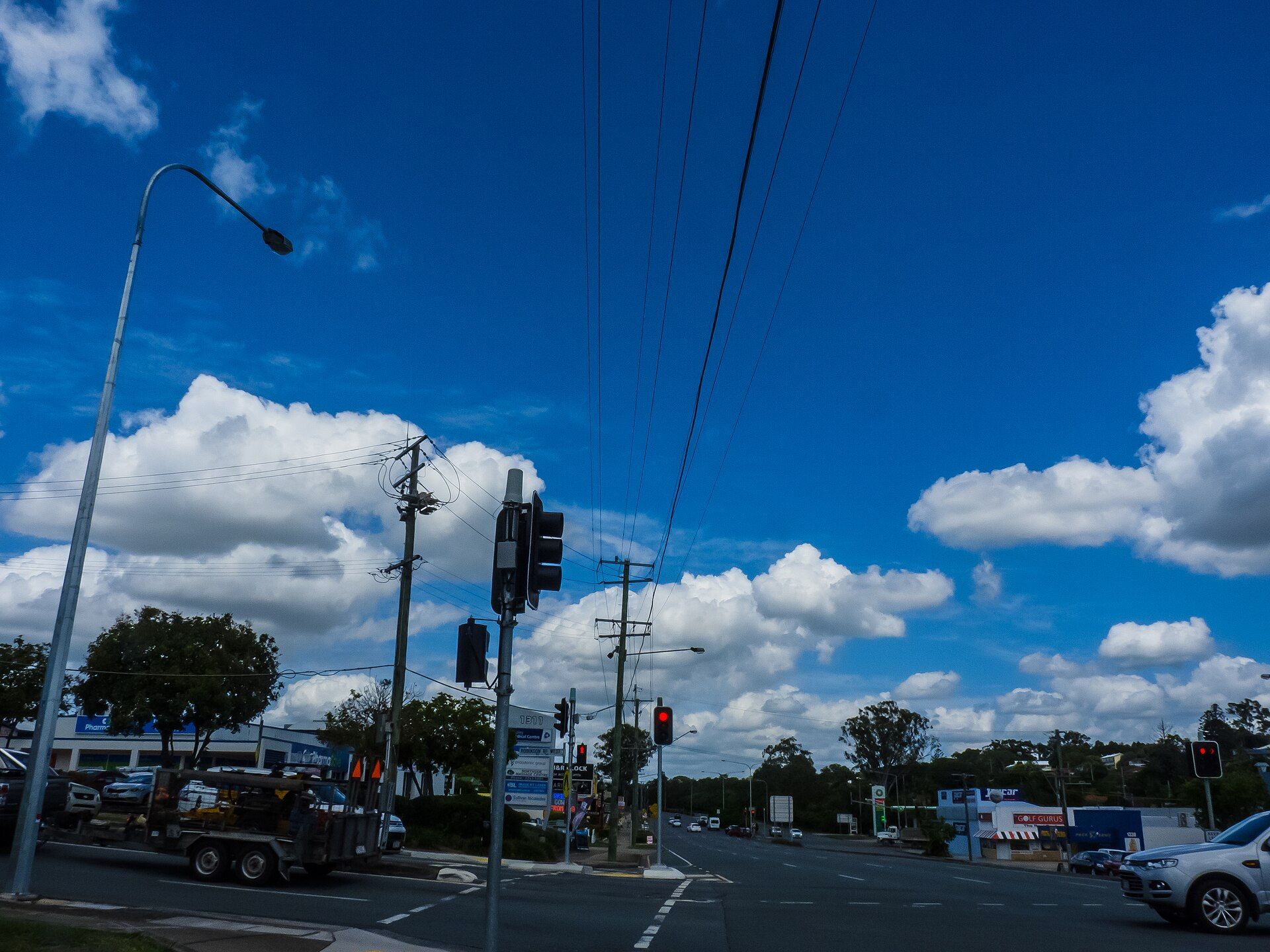 Gympie Road in Aspley under a blue sky